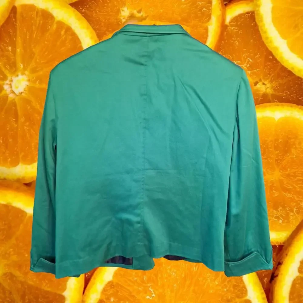 Chico's‎ Green Blazer with Gold Zip Pockets Size 2